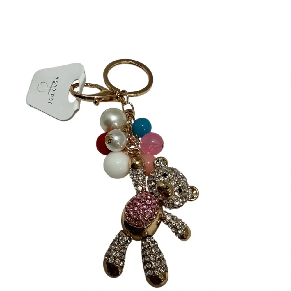 Colorful Teddy Bear Keychain NWT